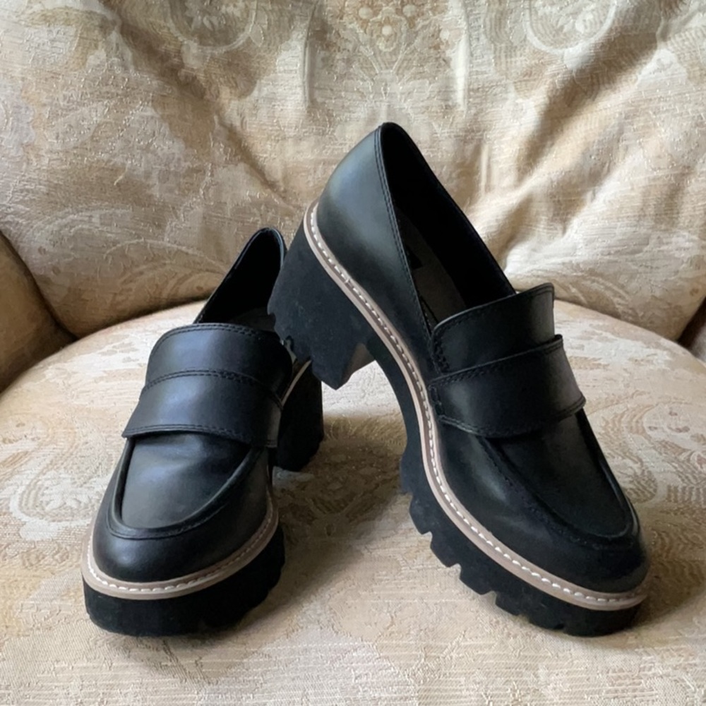 Dolce Vita Black Leather Platform Loafers